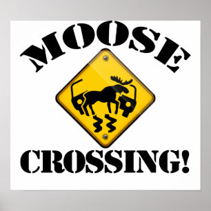 Póster Rótulo Moose Crossing