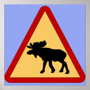 Póster Rótulo Moose (Elk) Road