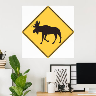 Póster Rótulo Moose Road
