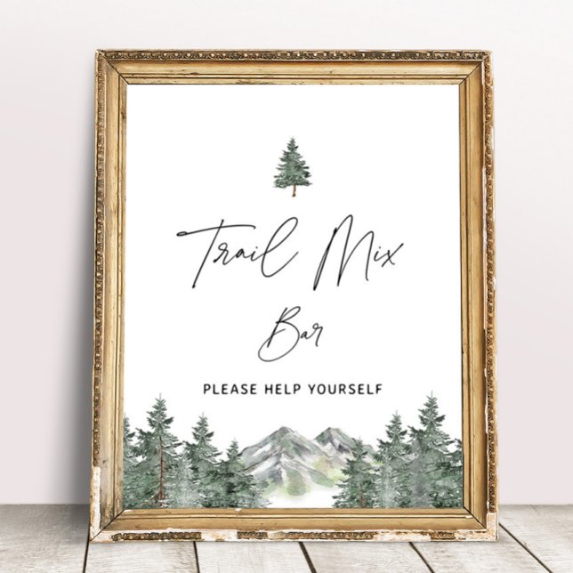 Póster Rótulo Mountain Winter Baby Shower Trail Mix Bar (Subido por el creador)
