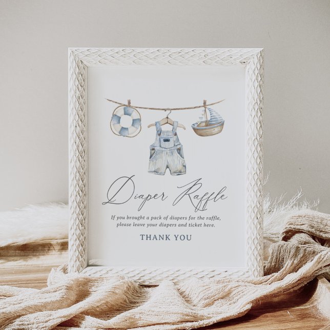 Póster Rótulo Nautical Boy Baby Shower Diaper Raffle (Subido por el creador)