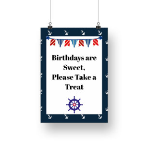Póster Rótulo Nautical Sailing Birday Party
