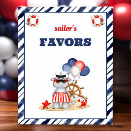 Póster Rótulo Nautical Sailor Toddler Birthday Boat Favor