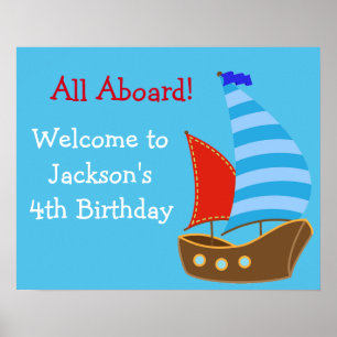 Póster Rótulo Nautico de Cumpleaños - Personalizado
