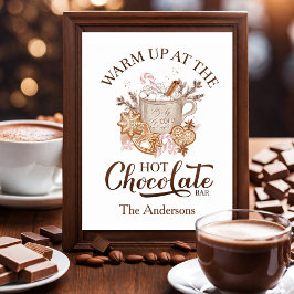 Póster Rótulo Navidades beige de bar de chocolate calien