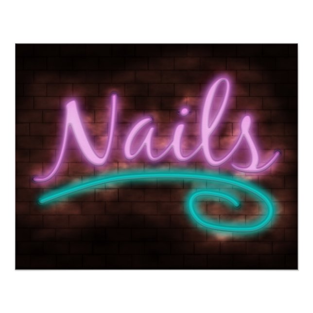 Póster Rótulo Neon Nails (Anverso)