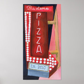 Póster Rótulo Neon Pizza