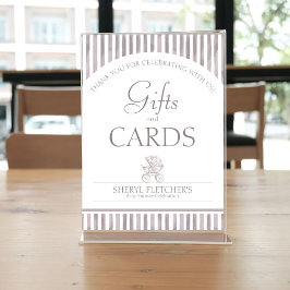 Póster Rótulo Neutral Toile Baby Shower Gifts and Cards