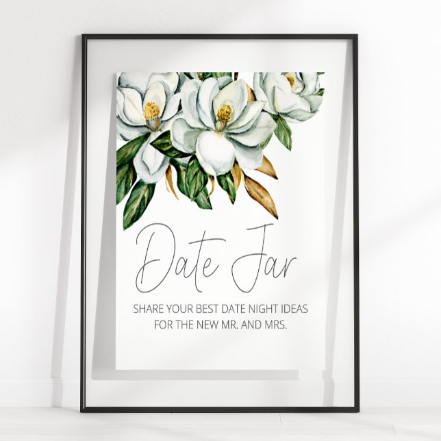 Póster Rótulo nocturno floral floral de Magnolia blanca (Subido por el creador)