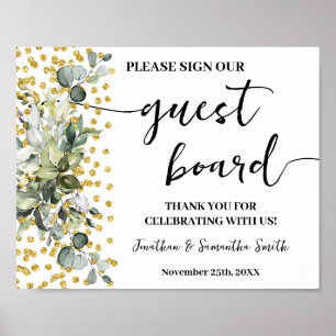 Póster Rótulo Nuestro Boda de Invitado Eucalyptus Gold
