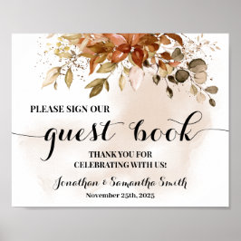 Póster Rótulo nuestro Boda del libro de huéspedes otoño d