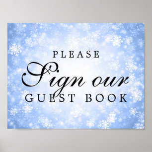 Póster Rótulo Nuestro Boda Guestbook Blue Winter Wonderla