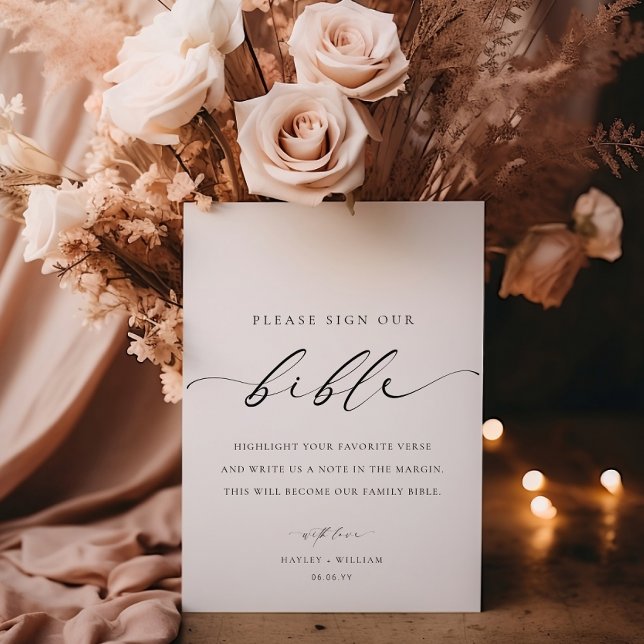 Póster Rótulo nuestro libro de invitados Boda de la Bibli (Bible Guest Book Sign)