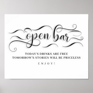 Póster Rótulo Open Bar Wedding Day