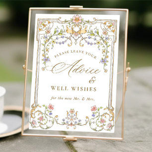 Póster Rótulo Ornate Victorian Grace Floral Advice & Wier
