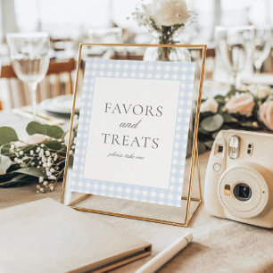 Póster Rótulo Pale Blue Gingham Classic Favors & Trates