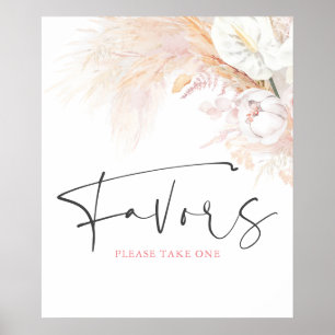 Póster Rótulo Pampas Grass Floral Botánica Favorita