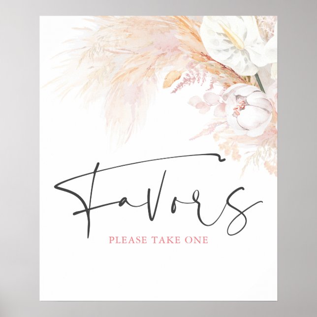 Póster Rótulo Pampas Grass Floral Botánica Favorita (Frente)