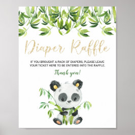 Póster Rótulo Panda Baby Shower Diaper Raffle para entrad