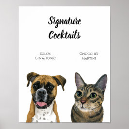 Póster Rótulo para beber perro y gato en las recepciones 