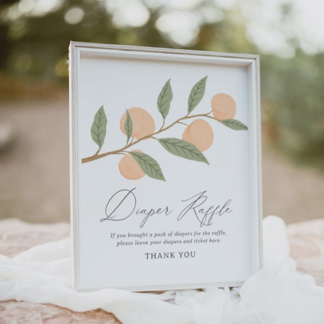 Póster Rótulo Peach Baby Shower Diaper Raffle (Subido por el creador)