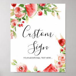 Póster Rótulo Personalizado Baby Shower de verano de frut