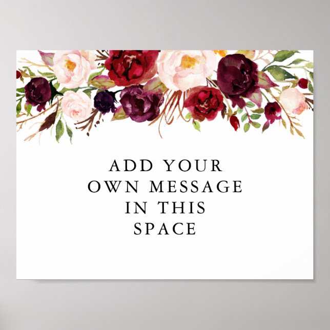 Póster Rótulo Personalizado Borgundy Marsala Vinyl (Frente)