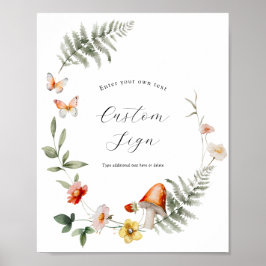 Póster Rótulo Personalizado de hongos boscosos encantados