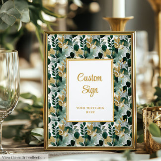 Póster Rótulo Personalizado de la vegetación de oro verde