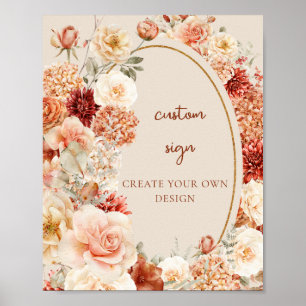 Póster Rótulo Personalizado de terracota burdeos de color