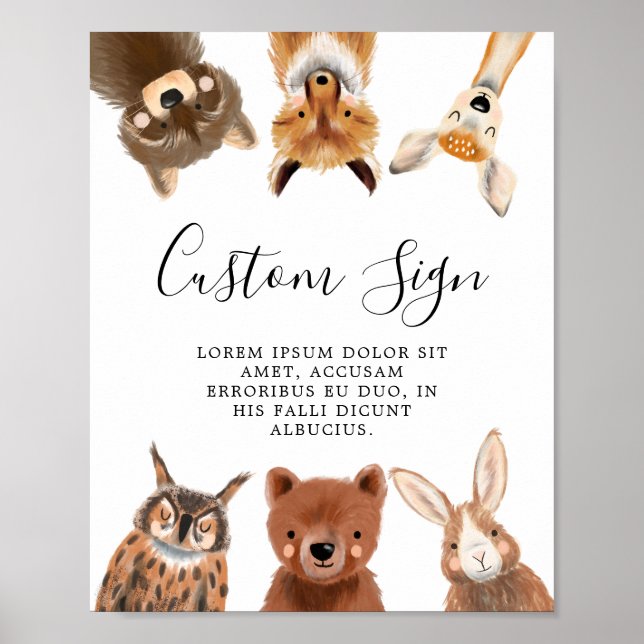 Póster Rótulo Personalizado Fiesta de Woodland (Frente)