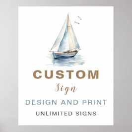 Póster Rótulo Personalizado Náutico de velero editable -