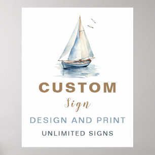Póster Rótulo Personalizado Náutico de velero editable -