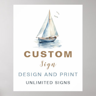 Póster Rótulo Personalizado Náutico de velero editable - 