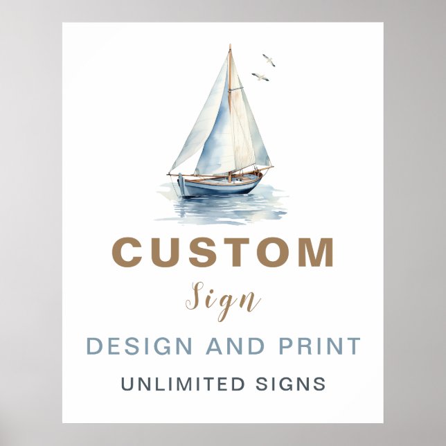 Póster Rótulo Personalizado Náutico de velero editable -  (Frente)