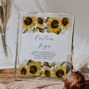Póster Rótulo Personalizado Sunflower Bridal Shower