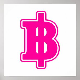 Póster Rótulo PINK BAHT ฿ dinero tailandés ฿