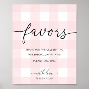 Póster Rótulo Pink Gingham Favors