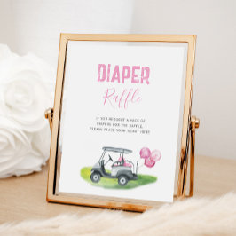 Póster Rótulo Pink Golf Diaper Raffle