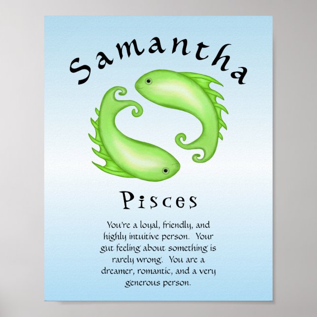 Póster Rótulo Pisces Astrología Zodiac (Frente)