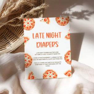 Póster Rótulo Pizza Baby Shower Late Night Diapers