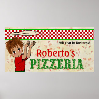 Póster Rótulo Pizza En La Puerta