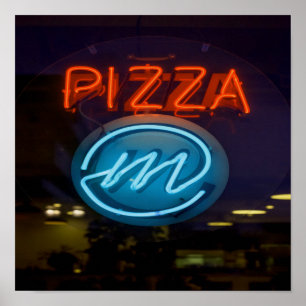 Póster Rótulo Pizza Neon