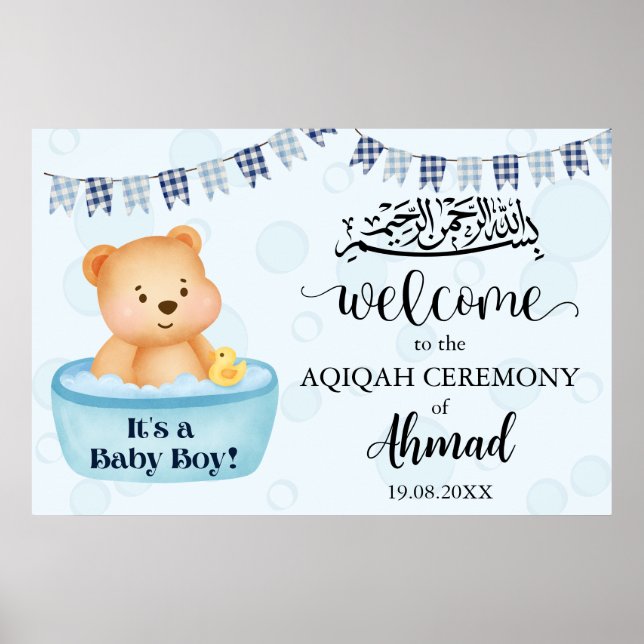 Póster Rótulo Poster de Bienvenida al Aqiqah Aqeeqah (Frente)