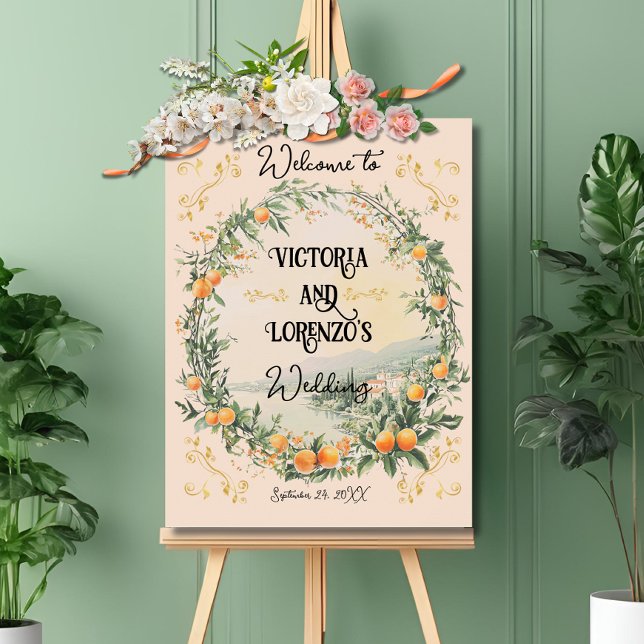 Póster Rótulo Poster de bienvenida boda italiano costero (Subido por el creador)