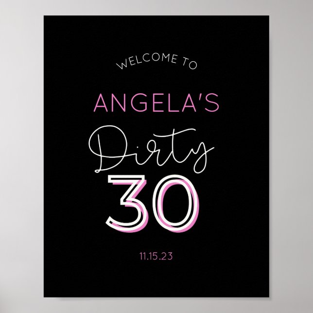 Póster Rótulo Poster de bienvenida de 30 Personalizados s (Frente)