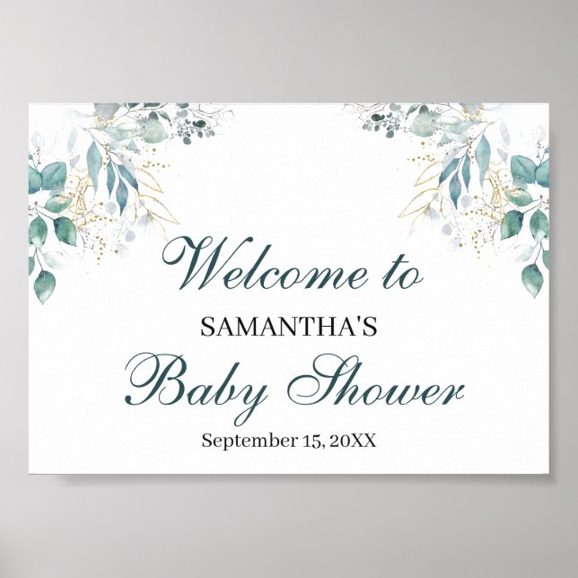 Póster Rótulo Poster de bienvenida de Baby Shower (Frente)