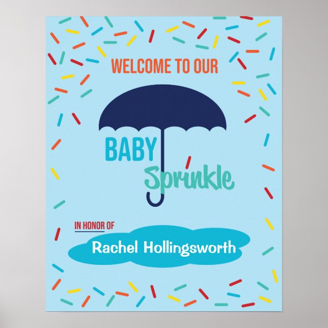 Póster Rótulo Poster de bienvenida de Baby Shower Sprinkl (Frente)