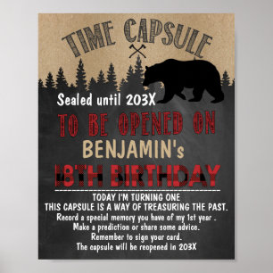 Póster Rótulo/Poster de la cápsula del tiempo del leñador
