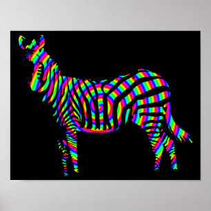 Póster Rótulo Poster de Silueta Arcoiris de Zebra